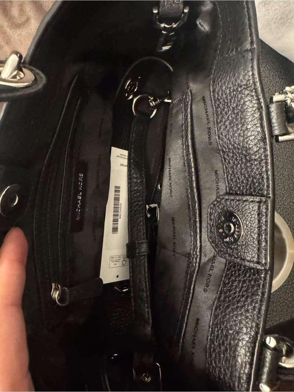 Michael Kors Black Pebbled Leather Satchel with Tassel Charm